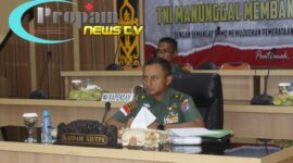 Foto : Kepala Staf Kodam (Kasdam) XII/Tanjungpura Brigjen TNI Putra Widyawinaya, S.H., M.P.M., mengikuti Rakornis (Rapat Koordinasi Teknis) TMMD ke-125 tahun 2025
