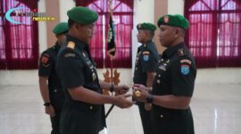 Foto : Komandan Korem 121/Abw memimpin langsung pelaksanaan upacara Serah Terima Jabatan (Sertijab)