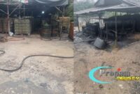 Foto : Pengolahan minyak bumi yang belum jadi (minyak mentah) diduga lahan milik Jul Pardede, Desa Danau Serdang, Kecamatan Pauh, Kabupaten Sarolangun