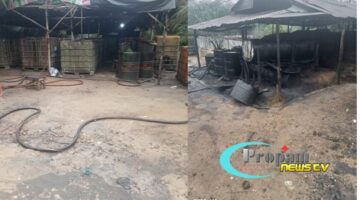 Foto : Pengolahan minyak bumi yang belum jadi (minyak mentah) diduga lahan milik Jul Pardede, Desa Danau Serdang, Kecamatan Pauh, Kabupaten Sarolangun