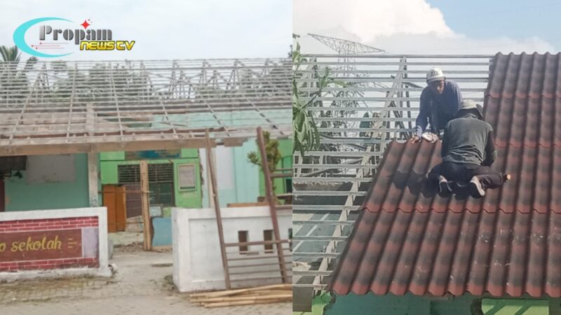 Foto : Proyek rehabilitasi ruang kelas SDN Pabuaran 2, Kecamatan Jayanti, Kabupaten Tangerang