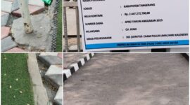 Foto : Proyek pembangunan Ruang Terbuka Hijau (RTH) di halaman Kantor Kecamatan Kemiri diduga dikerjakan tanpa pemadatan awal yang memadai