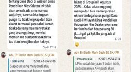 Foto : Keterangan percakapan digrup tuwu nias selatan di whatsapp, Siska Zed Tantang Siapa Saja Ungkap Fakta : 