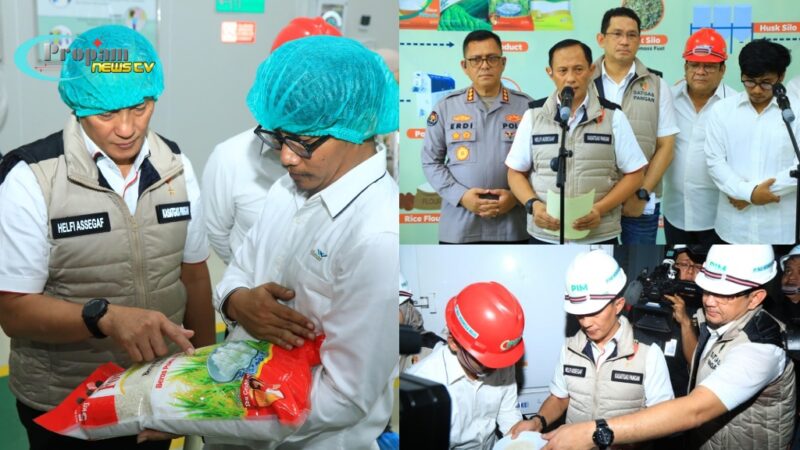 Foto : Rekonstruksi lapangan terkait produksi beras yang diduga tidak sesuai standar mutu di PT Padi Indonesia Maju
