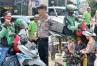 Foto : Kegiatan pembagian bendera dan masker Merah Putih kepada para pengendara