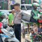 Foto : Kegiatan pembagian bendera dan masker Merah Putih kepada para pengendara