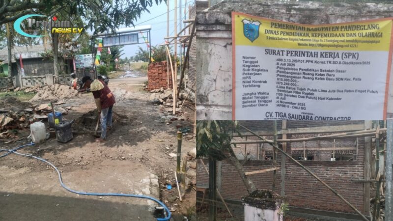 Foto : Pembangunan ruang kelas baru (RKB) di SDN Ciawi 2, Kecamatan Patia, Kabupaten Pandeglang