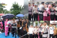 Foto : Prosesi pelepasan Kapolda lama Irjen Pol Suyudi Ario Seto, melalui Upacara Pedang Pora bertempat di Lapangan Apel Polda Banten