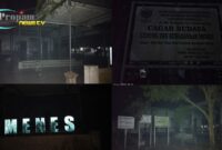 Foto : Gedung Cagar Budaya Menes pada saat malam hari