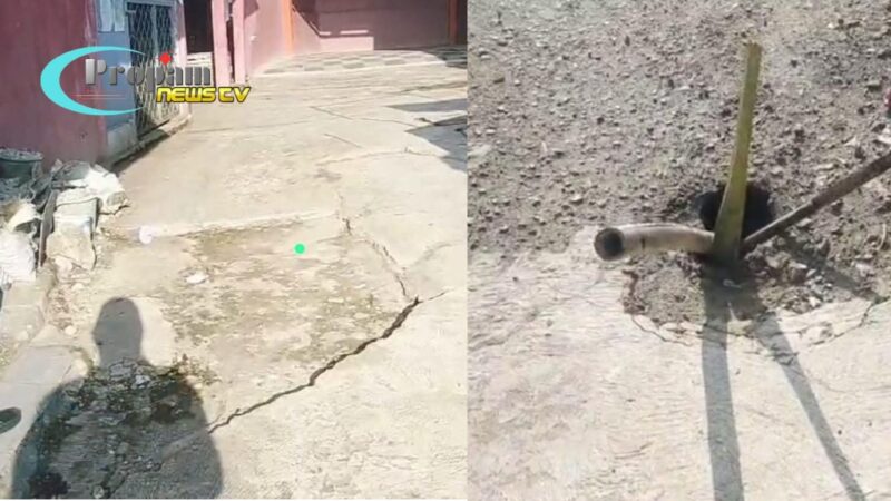 Foto : Ambrolnya akses jalan masuk ke rumah diduga kuat disebabkan oleh pemasangan saluran pipa air milik PDAM Pandeglang