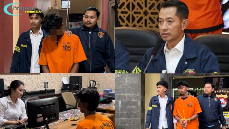 Foto : Polda Banten menangkap seorang pria yang diduga melakukan tindak pidana pencabulan terhadap anak dibawah umur