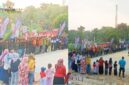 Foto : kegiatan penertiban dan pengamanan lingkungan sekitar saat upacara peringatan berlangsung di halaman Kantor Kecamatan Angsana