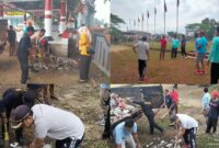 Foto : Kegiatan kerja bakti di kawasan Alun-Alun Kecamatan Menes, Kabupaten Pandeglang, Provinsi Banten