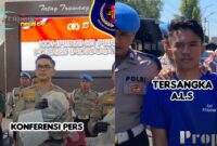 Foto : Konferensi pers dan tersangka pelaku berinisial A.L.S