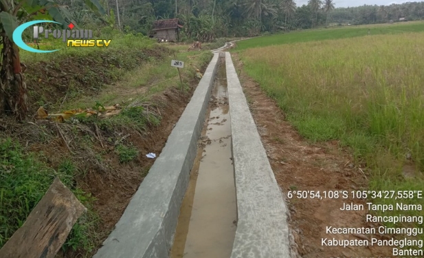 Foto : Pembangunan irigasi di Desa Rancapinang, Kecamatan Cimanggu, Kabupaten Pandeglang, Banten