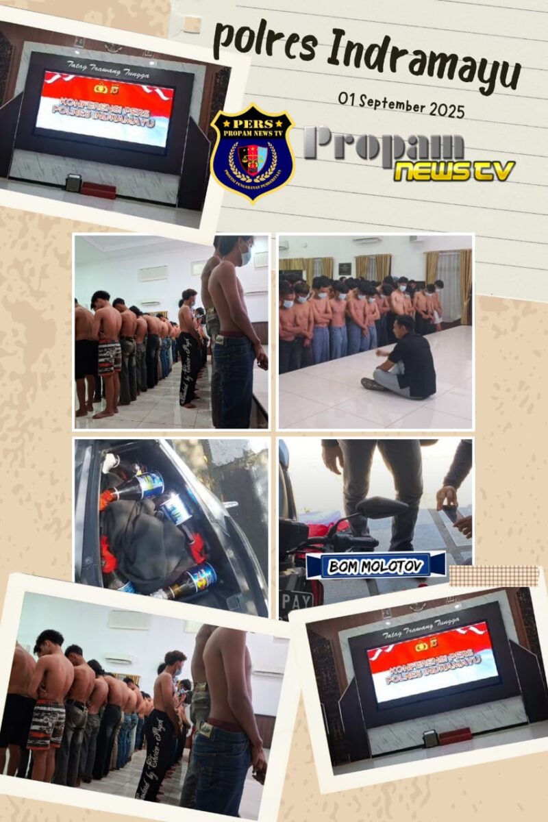 Foto : Pemuda yang kedapatan membawa bom molotov hingga senjata tajam di Kabupaten Indramayu