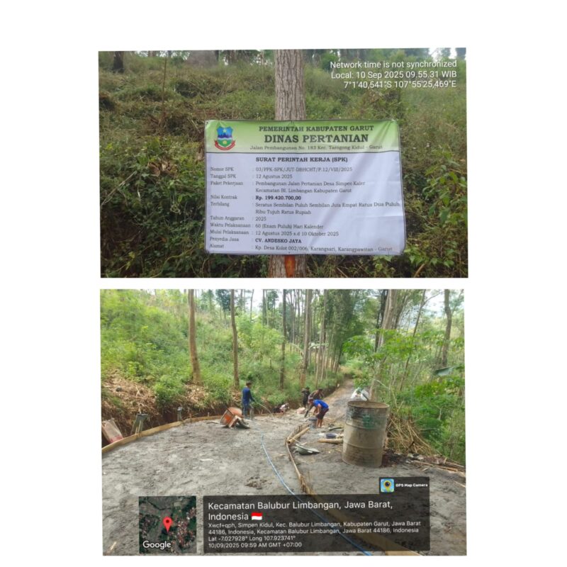 Foto : Proyek pembangunan jalan usaha tani (JUT) di Kabupaten Garut, Jawa Barat