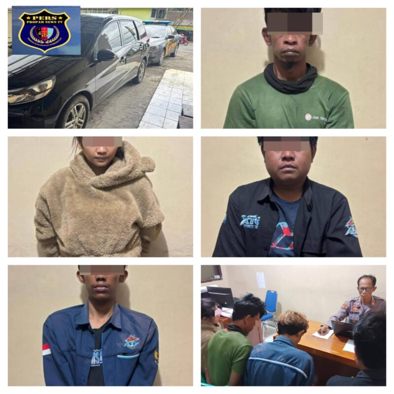 Foto : Empat orang terduga pelaku tindak pidana penculikan di wilayah Cikajang