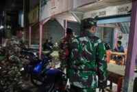 Foto : Koramil 06/Ledo bersama Ormas Banser laksanakan patroli gabungan malam hari