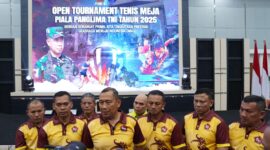 Foto : Open Tournament Tenis Meja Piala Panglima TNI Tahun 2025 yang bertempat di Aula Sudirman, Makodam XII/Tpr