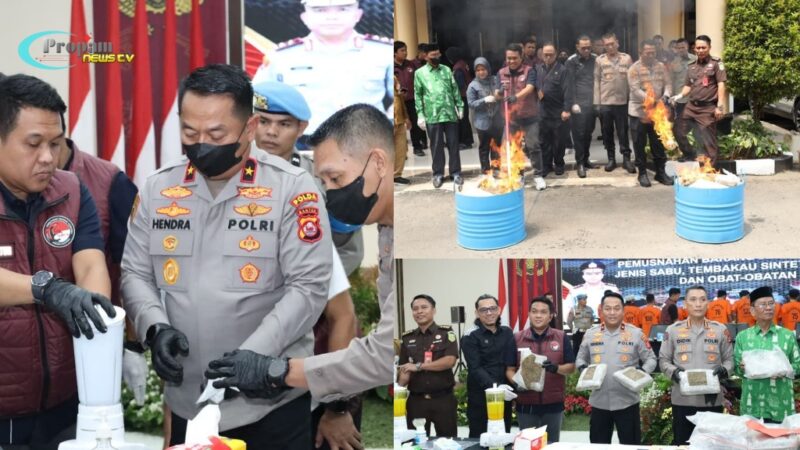 Foto : Polda Banten gelar Press Conference pemusnahan barang bukti Narkoba jenis sabu, tembakau sintetis, ganja dan obat-obatan