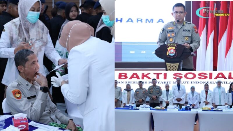 Foto : Kegiatan bakti sosial dalam rangka 2nd Oral Medicine Forum (OMEF-2) yang bertempat di Aula Serba Guna Polda Banten