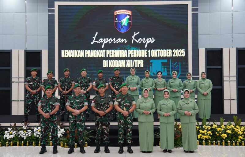 Foto : Kegiatan Syukuran Laporan Korps Kenaikan Pangkat Perwira. Acara dipimpin Pangdam XII/Tpr Mayjen TNI Jamallulael, S.Sos., M.Si., di Aula Sudirman, Makodam XII/Tpr