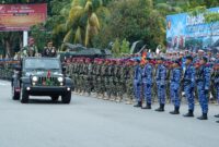 Foto : Upacara dan syukuran dipimpin oleh Kasdam XII/Tanjungpura Brigjen TNI Putra Widyawinaya, S.H., M.P.M. Bertempat di Halaman Mapomdam XII/Tpr, Jalan Rahadi Usman Kota Pontianak