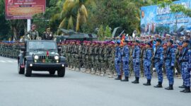 Foto : Upacara dan syukuran dipimpin oleh Kasdam XII/Tanjungpura Brigjen TNI Putra Widyawinaya, S.H., M.P.M. Bertempat di Halaman Mapomdam XII/Tpr, Jalan Rahadi Usman Kota Pontianak