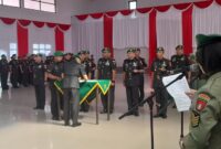 Foto : upacara Serah Terima Jabatan (Sertijab) sejumlah pejabat utama dan komandan distrik militer (Dandim) di Aula Makorem 101/Antasari, Banjarmasin, Kalimantan Selatan