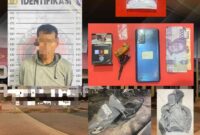 Foto : Pelaku berinisial FI dan juga barang bukti