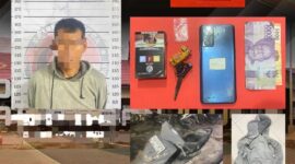 Foto : Pelaku berinisial FI dan juga barang bukti