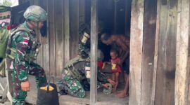 Foto : Satgas Pamtas RI-PNG Yonif 521/DY Pos Benawa melaksanakan kegiatan Binter di Kampung Benawa, Distrik Benawa, Kabupaten Yalimo, Papua Pegunungan