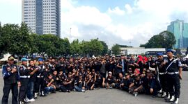 Foto : Organisasi Masyarakat PPBNI Satria Banten (Patriot Pemersatu Banten Nasional Indonesia) menghadiri apel kebangsaan dan sinergitas yang diselenggarakan oleh Polda Metro Jaya