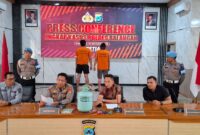 Foto : Konferensi pers pengungkapan kasus penipuan berkedok perekrutan karyawan PT Jhonlin Baratama bertempat di Mapolres Balangan