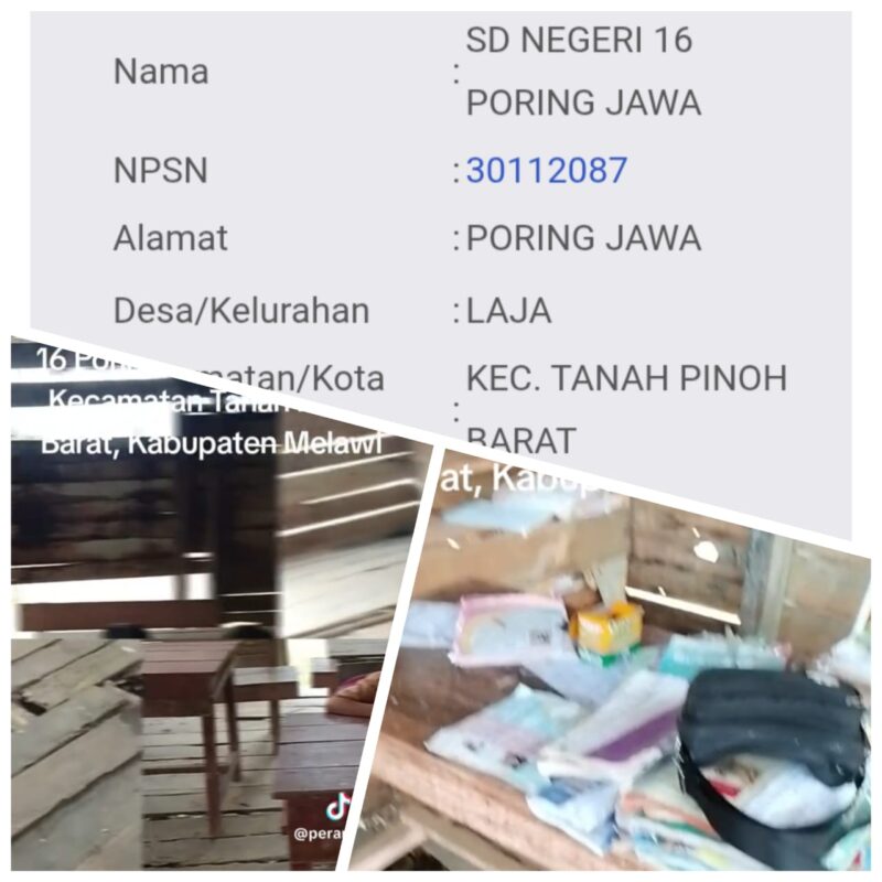 Foto : SDN 16 Poring Jawa, desa Laja kecamatan tanah pinoh barat kabupaten melawi