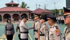 Foto : Polres Balangan gelar serah terima jabatan pejabat utama di wilayah hukum Polres Balangan, kegiatan ini dilaksanakan di Lapangan Apel Mako Polres Balangan