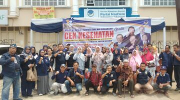 Foto : Dalam rangka memperingati HUT ke-14, Partai Nasdem menggelar program pemeriksaan kesehatan gratis di seluruh indonesia