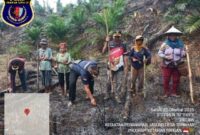 Foto : Personil Polsubsektor Jelimpo Polsek Ngabang lakukan penanam jagung jenis Syngenta Naga di lahan milik Bumdes di Desa Temahar