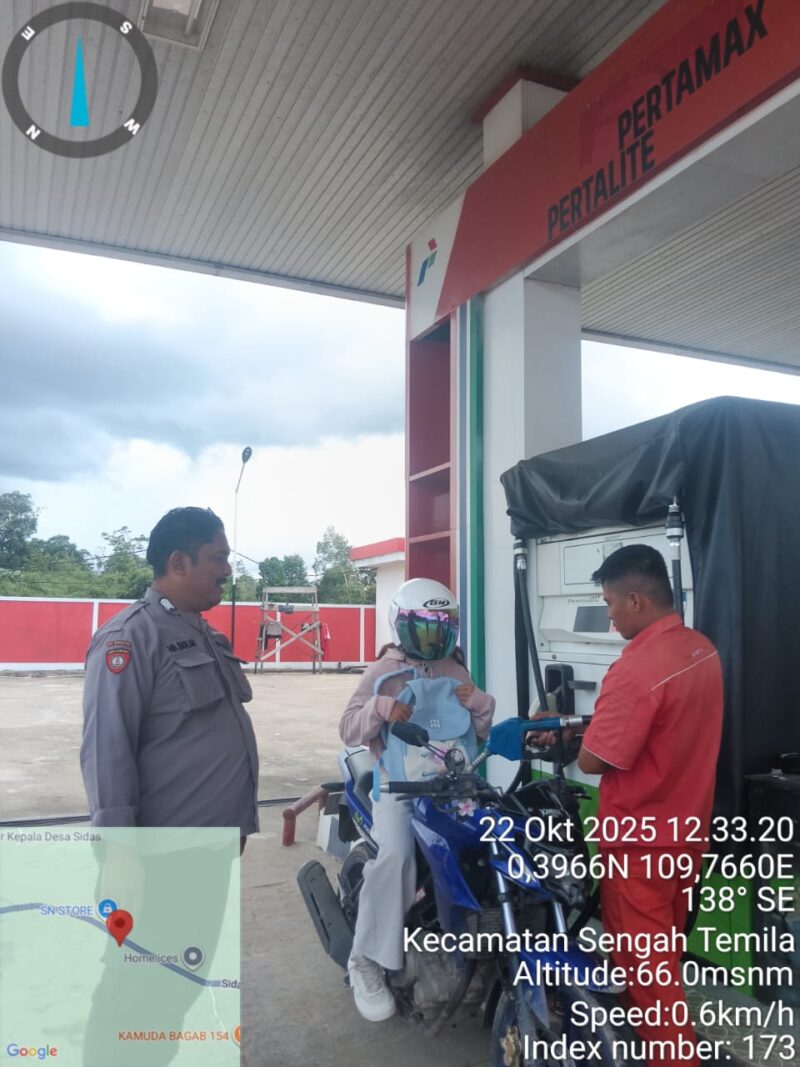 Foto : Polsek Sengah Temila laksanakan patroli siang di sejumlah SPBU di wilayah hukum Polsek Sengah Temila