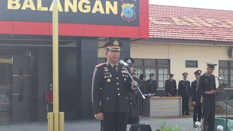 Foto : Polres Balangan menggelar upacara yang berlangsung khidmat di Lapangan Mako Polres Balangan