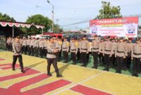 Foto : Apel Gelar Pasukan Kesiapan Tanggap Darurat Bencana Hydrometeorologi yang dilaksanakan di Lapangan Apel Mako Polres HST