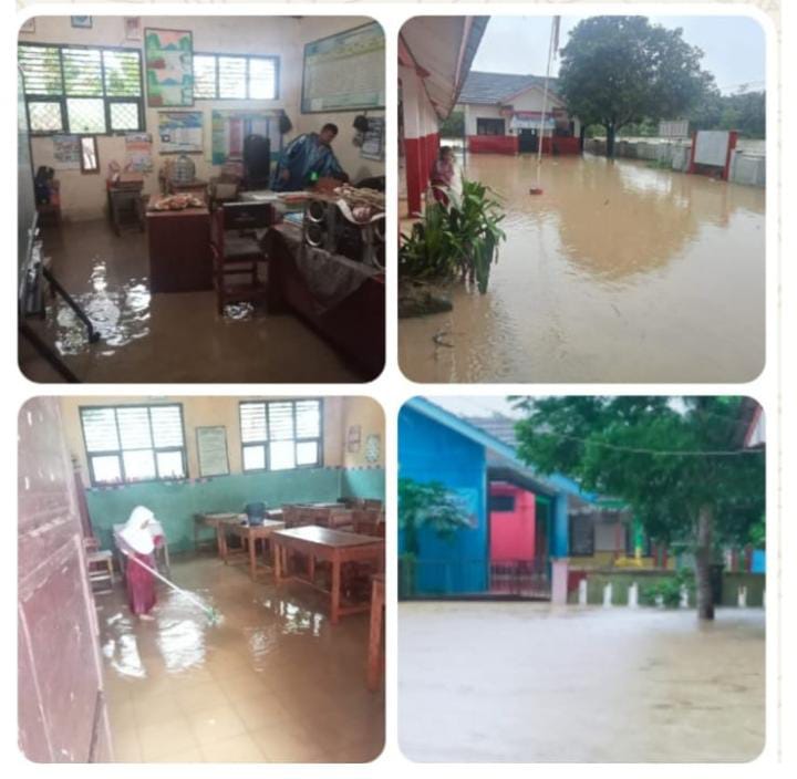 Foto : Banjir di SDN Cipinang 1, Kecamatan Angsana