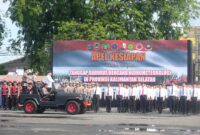 Foto : Polda Kalsel menggelar Apel Kesiapsiagaan dalam rangka tanggap darurat bencana. Apel digelar di Lapangan Satpas Km. 21, Banjarbaru