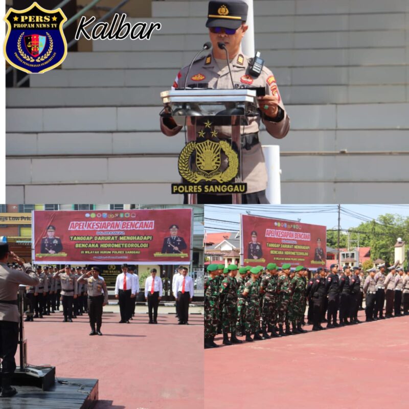 Foto : Polres Sanggau menggelar Apel Kesiapan Tanggap Darurat Bencana Hidrometeorologi di halaman Mapolres Sanggau, Kecamatan Kapuas, Kabupaten Sanggau